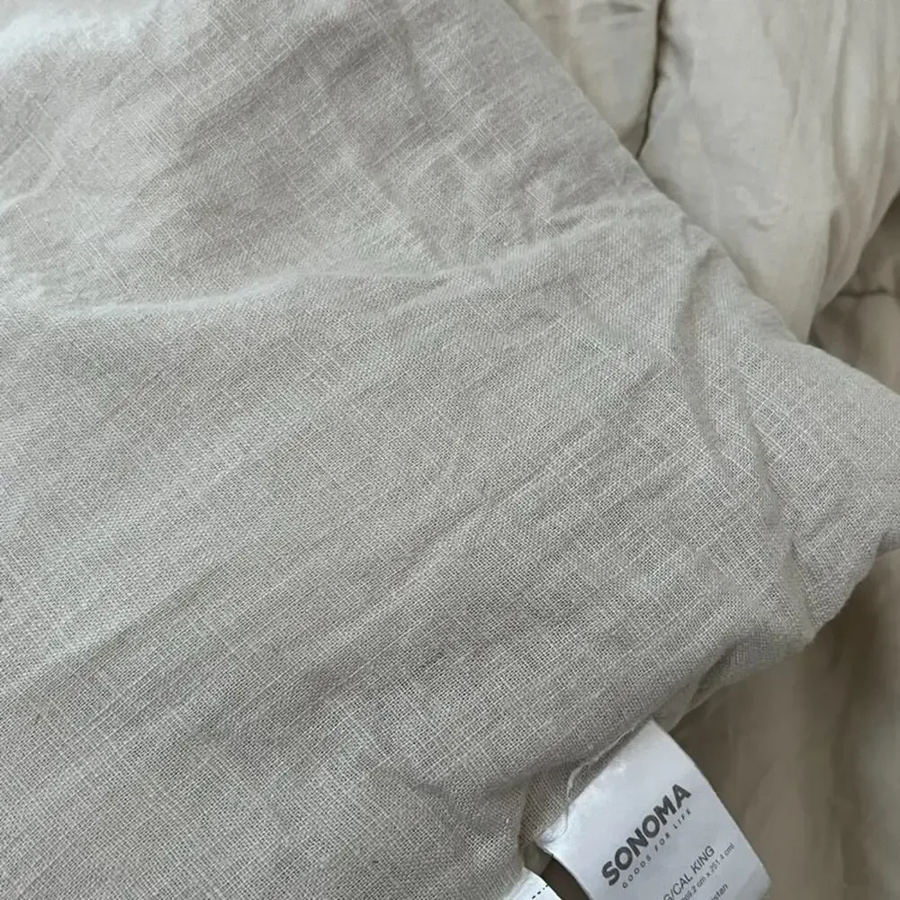 Sonoma Comforter Tan King Cal King Cotton Linen Blend Reversible